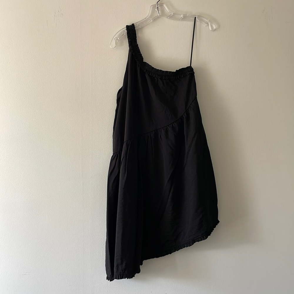 Anthropologie Black One-Shoulder Asymmetric Dress